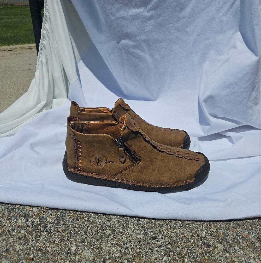 Menico Sport Leather Slip On Stitched Driving Moccasin Chukka Boot - Picture 2 of 6